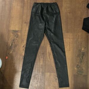 R D Style Black Faux Leather Leggings.